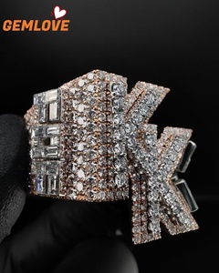GEMLOVE Men's Rose Gold Plated Ring With Baguette Cut Diamonds Pave Setting Hiphop Style Number Pattern - Product Image 6