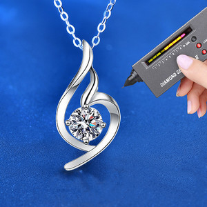 SD élégant charme goutte d'eau 925 argent Sterling quatre griffes coupe ronde 1 Carat VVS Moissanite pendentif collier pour femmes cadeau - Product Image 5