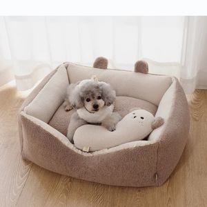 Cama para gatos y perros para todas las estaciones con cojín extraíble-<span class=keywords><strong>Perrera</strong></span> térmica cálida de felpa súper suave para mascotas, fondo duradero para mascotas de interior - Product Image 6