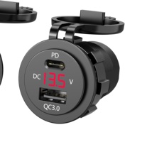 QC3.0 PD Charge rapide double port USB type-c Charge de voiture adaptateur rapide tension d'affichage LED numérique pour voiture de moto