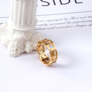 Anillo Hueco Chapado en Oro de 18k de Diseño Dew Fashion, Anillos de Dedo de Acero Inoxidable Estilo Punk al por Mayor para Mujer - Product Image 4