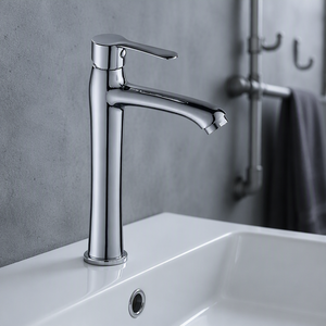 Rubinetto Moderno di Lusso in Lega di Zinco Cromato, Monocomando per Acqua Fredda, Montaggio su Piano per Lavabo e Bagno - Product Image 4