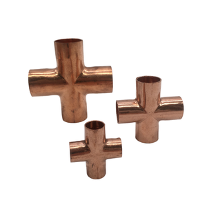 Raccords en cuivre en gros croix 7/8in 4 voies plomberie <span class=keywords><strong>gaz</strong></span> eau huile tuyau fin alimentation égale - Product Image 1