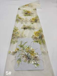Tela de Tul Bordada con Lentejuelas Florales Azules y Plateadas, en Existencia, Envío Rápido, Malla de Lujo para Vestido de Noche o Boda - Product Image 3