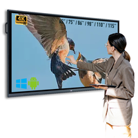 Tableau interactif intelligent pour l'éducation, écran tactile LCD 4K, système double Android/Windows, panneau plat interactif OEM