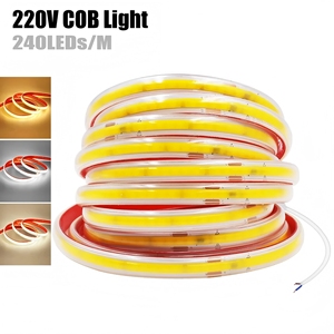 IP65 không thấm nước 10mm linh hoạt Dimmable cuttable COB <span class=keywords><strong>LED</strong></span> Strip ánh sáng AC 220V Độ sáng cao chiếu sáng COB <span class=keywords><strong>LED</strong></span> Strip ánh sáng - Product Image 1