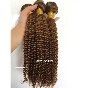 12A Grade Brown Color 3a 3b 3c Kinky Curly Virgin Cuticle Aligned Rich Human Hair Bundles Weft With HD Lace Closure