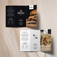 Menu de plats à emporter personnalisé, dépliant imprimé, brochure tri-pliée avec papier offset et carton pour la publicité des restaurants