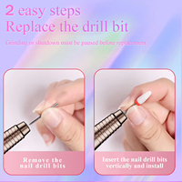 HOWYEA - Taladro de Uñas Profesional Portátil de 35000 RPM, Inalámbrico, para Manicura y Pedicura, con Enchufe Estadounidense