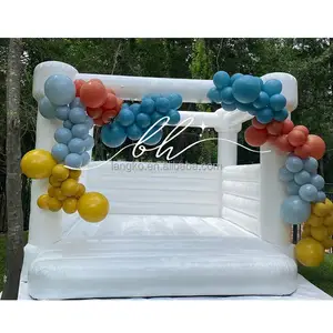 Mini Castillo abierto blanco para niños, castillo inflable de rebote, casa de salto de aire para fiesta de cumpleaños, 4x4