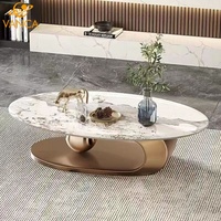 Tables basses de luxe nordiques modernes avec plateau en marbre, tables gigognes en métal doré et pierre pour salon, mobilier de maison