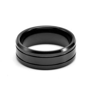 Cincin Tungsten Karbida Hitam 8mm Poles Klasik untuk Hadiah Pernikahan, Pertunangan, atau Janji untuk Pria - Product Image 1
