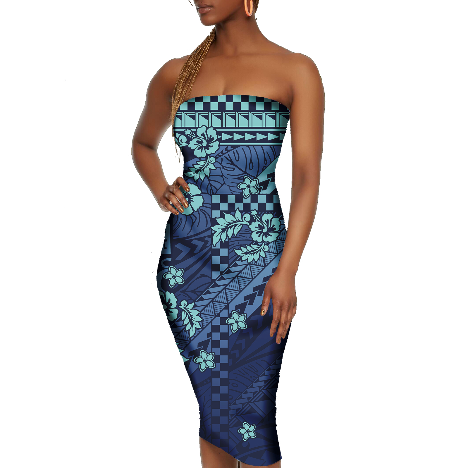 Wholesale Sublimation Polynesian Print Women's Dress Print on Demand amoa Logo Pattern Evening Party Dress Dropshipping Puletasi Dress Plus ize Wholesale Sublimation Polynesian Print Women's Dress Print on Demand amoa Logo Pattern Evening Party Dress Dropshipping Puletasi Dress Plus ize