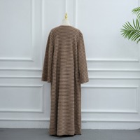 RO9126 Abaya Modeste pour Femme, Cardigan Long Ouvert sur le Devant, Texture Perlée, Manches Longues Évasées, Kimono Maxi, Tenue Décontractée Islamique de Dubaï pour Femme Musulmane