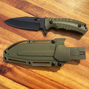 มีดต่อสู้คุณภาพสูงแบบยุทธวิธี พร้อมใบมีดสแตนเลสแบบปรับแต่งได้ตามสั่ง (OEM/DIY) สไตล์มีดสับ พร้อมปลอกพลาสติก - Product Image 4