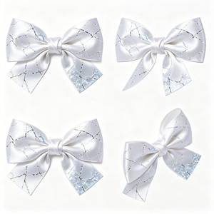Nœud en ruban satiné argenté brillant effet givré, fait main, pré-noué, pour emballage cadeau haut de gamme, mariage d'hiver, ou ornement de cheveux - Product Image 2