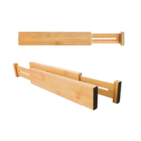 Ensemble de 4 contenants de rangement en bambou réglables, séparateurs de tiroirs extensibles, séparateurs en bambou