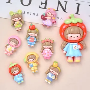 New Style Cartoon Fruit Girl Flatback Resin Charms Crafts For Phone Case DIY Key Chain Pendant Hair Clips Hand Making Materials