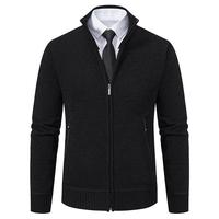 Vente en gros usine : Cardigan en maille à col roulé et revers, vêtements chauds épaissis, pull et vestes zippées pour hommes