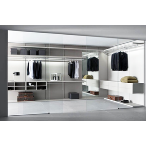 Hot Selling Modern Clear Glass Partition Door White Closet Storage Box Bedroom Wardrobe