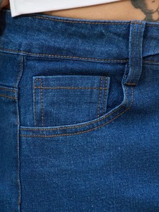 Jeans Vintage de Corte Recto y Ajustado para Hombre, Casuales, Elásticos, Ecológicos, de Cintura Media, Personalizados, con Parches de Mezclilla Suavizados y Desgastados - Product Image 6