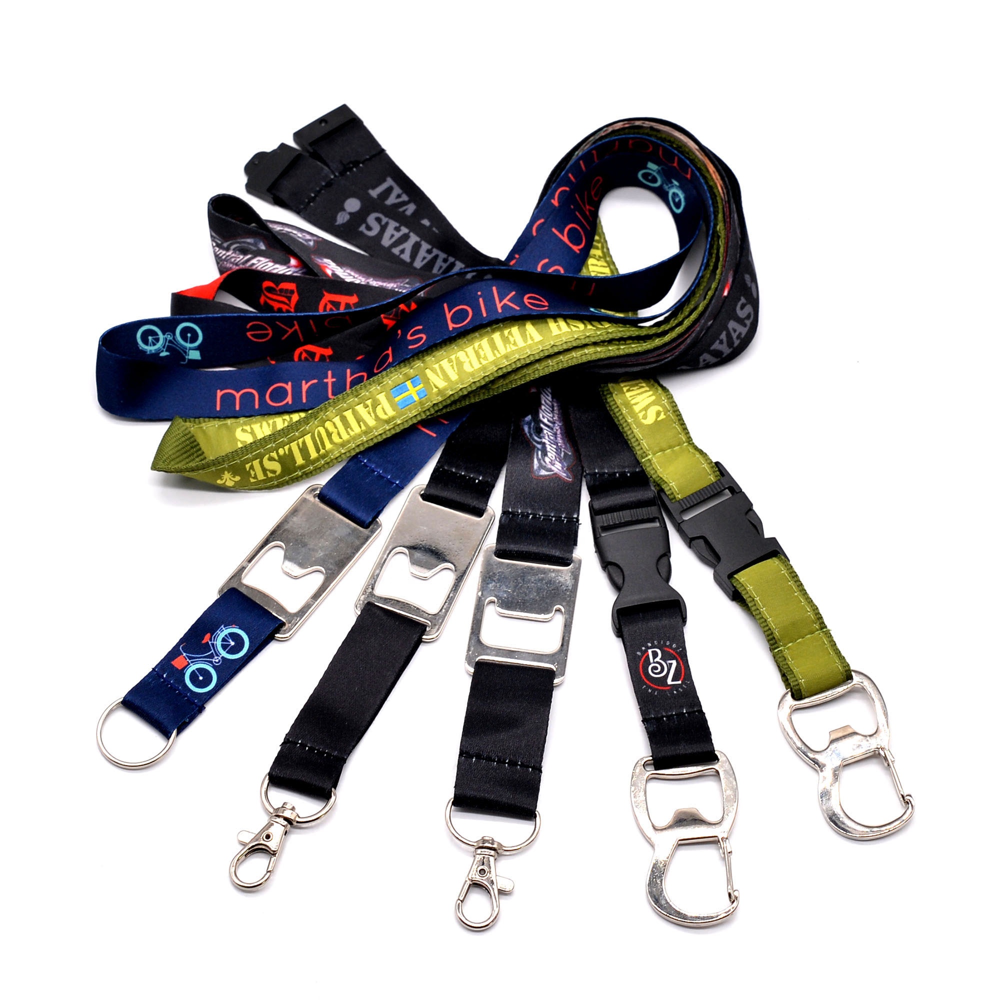 BSBH Hotsale pembuka bir poliester nilon Lanyard gantungan kunci kustom Logo sublimasi cetak tali leher pembuka botol Lanyard