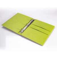 Porte-menu A4 en cuir PU vert avec logo personnalisé en relief, classeur à 3 anneaux pour service, guide et factures