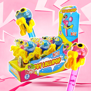 Caramelos al por mayor con etiqueta privada personalizada, el favorito de los niños para aperitivos y juegos: Piruleta 3D con gafas de sol de hombre pequeño, sabores frutales vibrantes, juguete OEM - Product Image 1