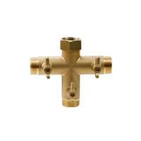Distributeur de tuyau 3 voies en laiton massif sur mesure - Robinet extérieur avec vannes d'arrêt, détecteur de fuite d'eau, vanne d'arrêt automatique