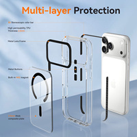 Étui de téléphone portable magnétique transparent antichoc de haute qualité avec protection de l'objectif et des touches en métal pour iPhone 17 18 Pro Max