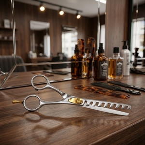 Ciseaux à effiler professionnels ASAP pour coiffure, à manche long droit, en acier inoxydable 4Cr13, à dents larges - Product Image 1