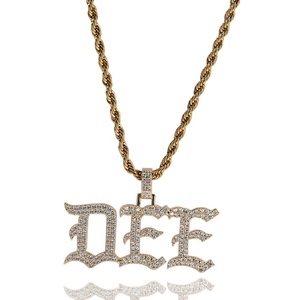 Collar de circonia cúbica con nombre, joyería personalizada, Hip Hop, gótico, letra inglesa antigua, colgante, inicial chapada en oro - Product Image 1