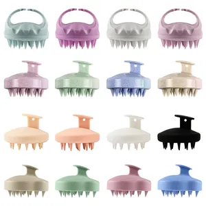 Großhandel Custom Logo Weizens troh Haar Shampoo Bürste Weiche Silikon pflege Kopfhaut Massage gerät Haar bürste