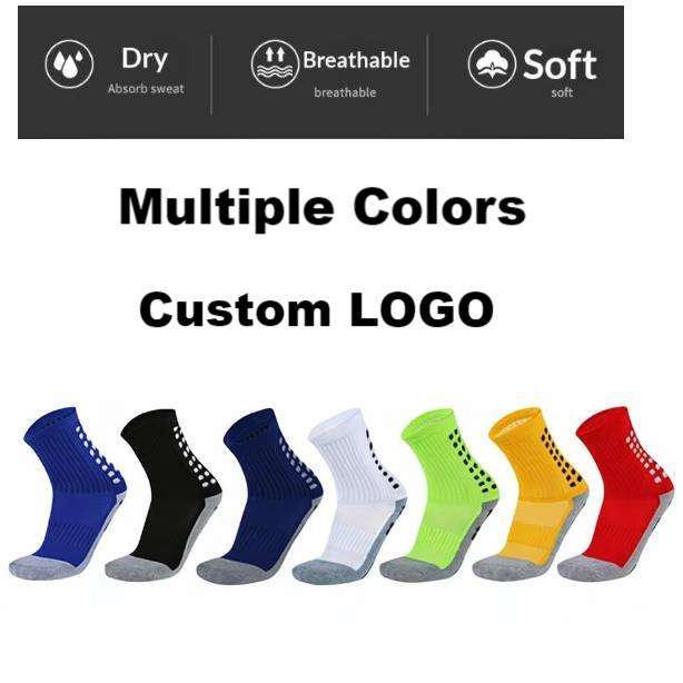 Bulk Professional Custom Embroidery Logo Football Socks Wholesale Polyester Blend Anti-Slip Grip Compression Over the Calf Socks