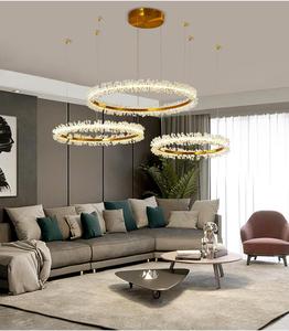 Роскошные хрустальные золотые кольца в скандинавском стиле светодиодная люстра гостиная ресторан спальня подвесные светильники - Product Image 4