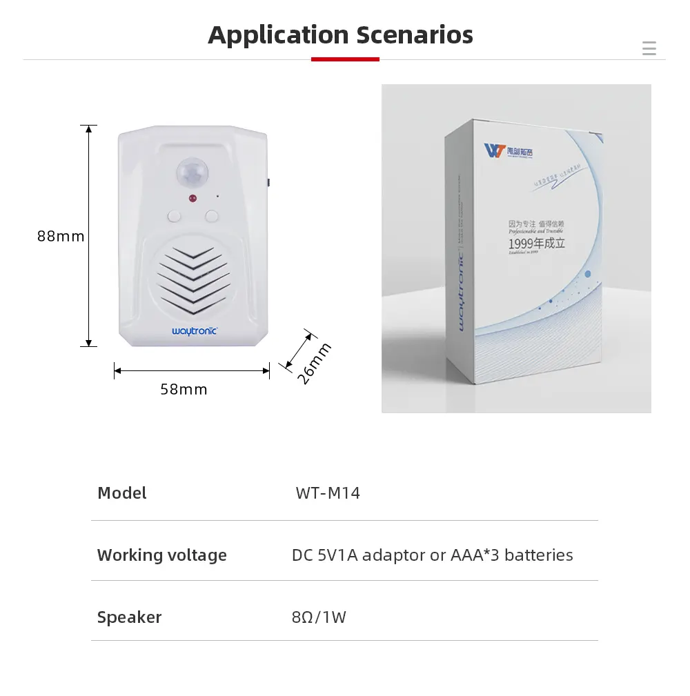 Infrarot Human Detection Motion Activated Voice Play Spieluhr für Store Welcome Türklingel