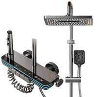 Ensemble de douche à affichage numérique Clé de piano polie Motif de jet doux Robinets thermostatiques Tenture murale pour appartements hôtels pour