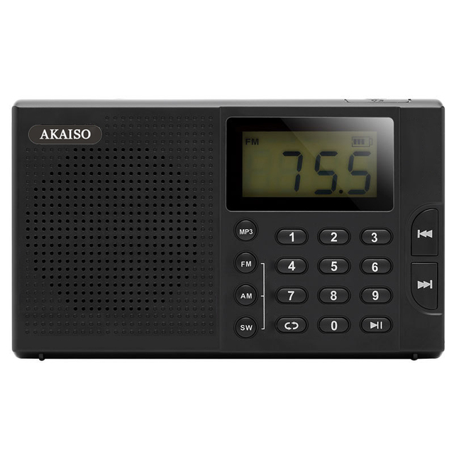 AKAISOT-6619  FM AM SW All Bands Digital Music Player Radio Speaker with U Disk TF Card Support 18650 and 5C Battery