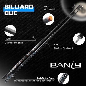 Taco de Billar Profesional de Fibra de Carbono Serie SH de BANLY, Tacos de Billar de Baja Deflexión con Punta de 12.5mm - Product Image 5