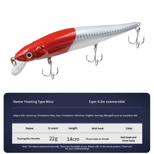 22g di <span class=keywords><strong>pesca</strong></span> per branzini lunga 14cm esca dura <span class=keywords><strong>con</strong></span> cuscinetti a sfera incorporati per carpe da <span class=keywords><strong>pesca</strong></span> - Product Image 6