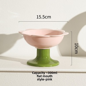 Gamelle en céramique surélevée pour chat, motif floral, anti-chute, protection cervicale, pour chiens et chats - Product Image 6