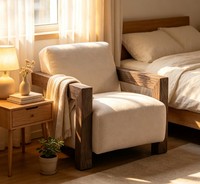 Fauteuil de salon ergonomique minimaliste en velours uni avec accoudoirs larges, fauteuil d'appoint individuel pour salon et chambre à coucher