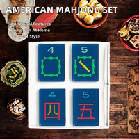 Tuiles de Mahjong Américaines Géométriques Colorées Rétro Personnalisées, Jeu de 160 Pièces en Acrylique 4 Couches, Durable et Portable