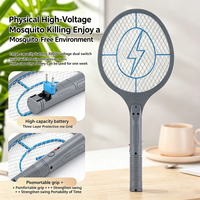 Raquette électrique anti-insectes rechargeable, haute sécurité, avec grande grille, tue-moustiques et mouches par électrocution