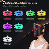 Masque facial LED portable en silicone, thérapie par lumière 7 couleurs, appareil de beauté facial multi-longueurs d'onde