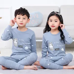 Custom Printing Cute Pajama Set for Kids Spring Cartoon Children Pjs Cotton Girls' Sleepwear Pajamas For Kids With Cheap Price