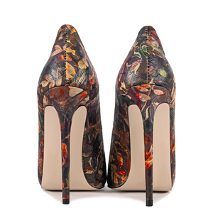 Zapatos de Tacón Alto y Fino con Estampado Floral para Mujer, Zapatos de Vestir con Punta en Pico, Ajuste Amplio, Corte Especial, Talla Grande 47 - Product Image 5