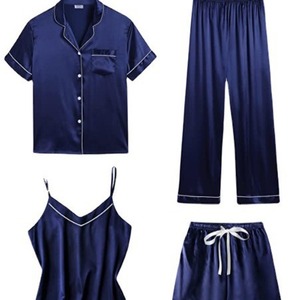 Ensemble de vêtements de détente pour femmes de style européen et américain, simple, élégant, camisole sexy, pyjama en satin imitation soie - Product Image 3
