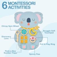 Tablero de Actividades Sensoriales Inspirado en Montessori, Tablero de Madera con Animales, Juguete de Aprendizaje de Motricidad Fina, Panel de Pared para Niños, Juguete Educativo