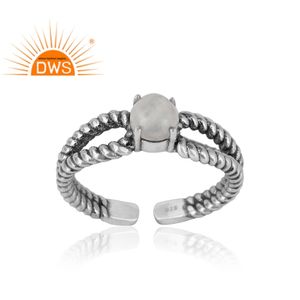Anillo de piedras preciosas de piedra lunar arcoíris, anillo de Plata de Ley 925 de diseñador antiguo, fabricante de joyas, Colección delicada - Product Image 2
